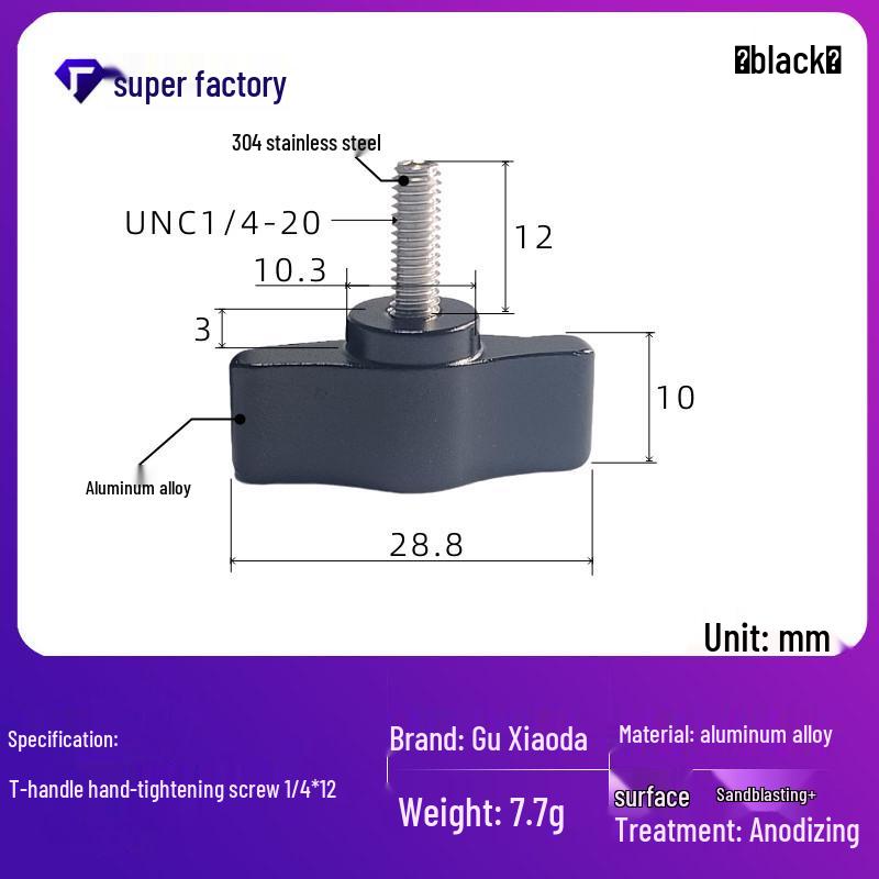 304 Stainless Steel M4 T-Handle Knob Screw with Aluminum Alloy and Slotted Hand-Tightening Design