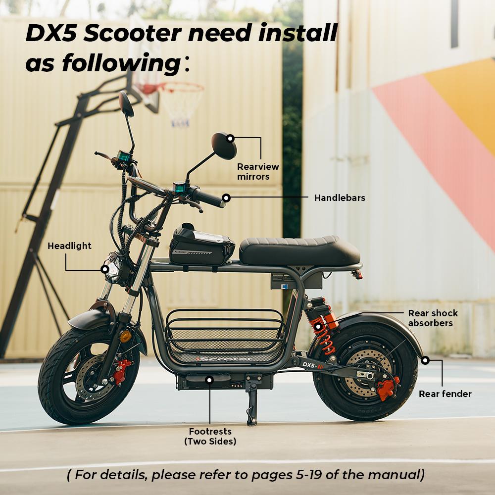 iScooter DX5 Electric Scooter 15.6Ah 16'' Tires NFC Start  60-72KM Range Adult scooter Max Load 150KG escooters