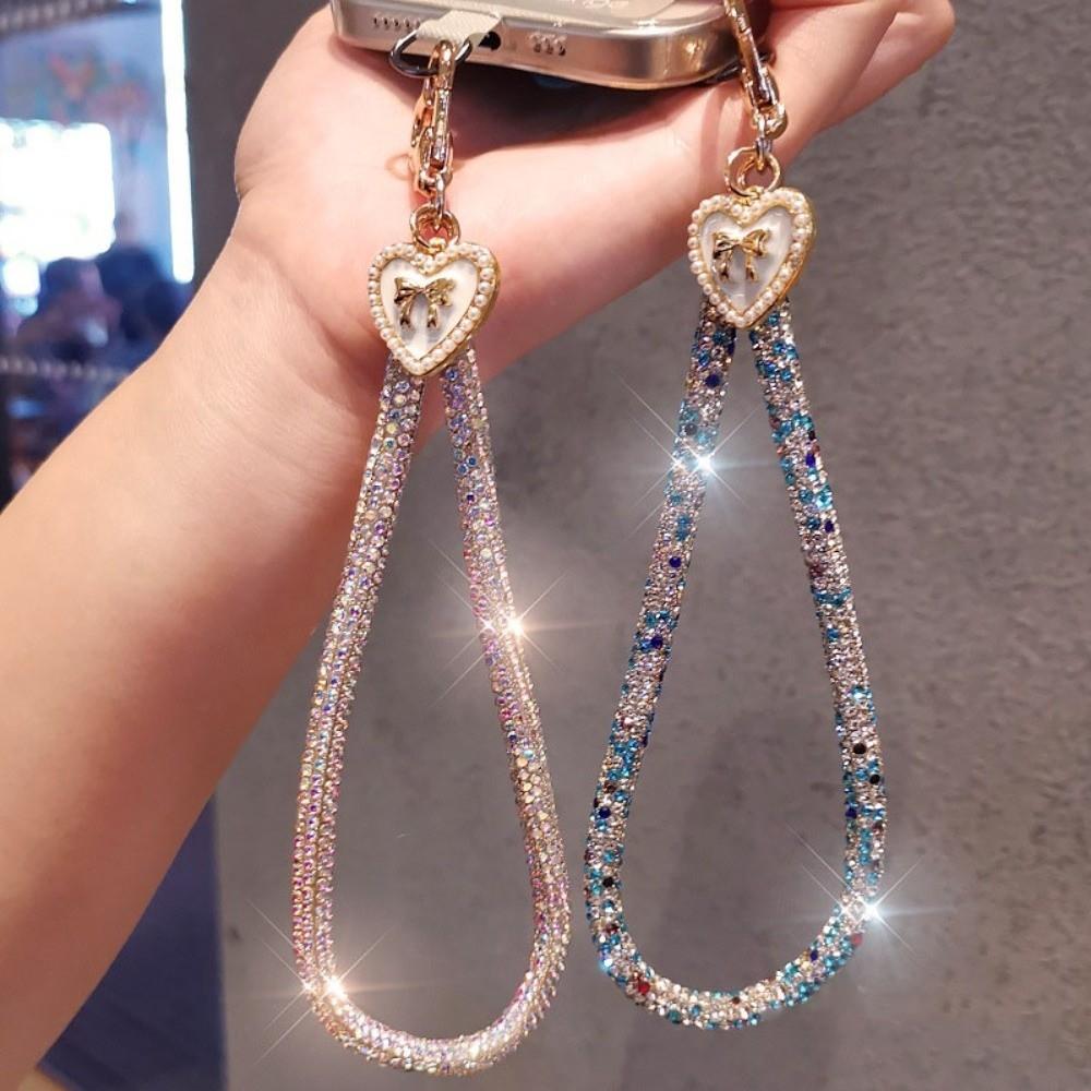 Hanging Cord Glitter Rhinestone Phone Lanyard Handheld Mobile Phone Chain  Women/Lady/Girl