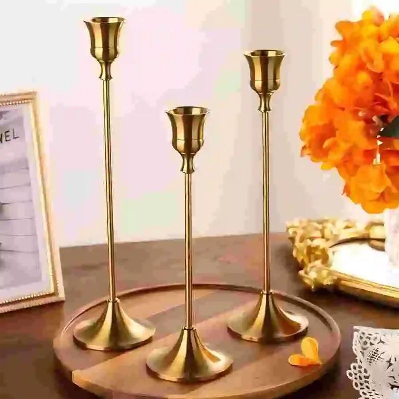 Vintage Elegant Metal Aluminum Tabletop Candle Holders Electroplated Candle Holder For Wedding Anniversary Christmas Decorations