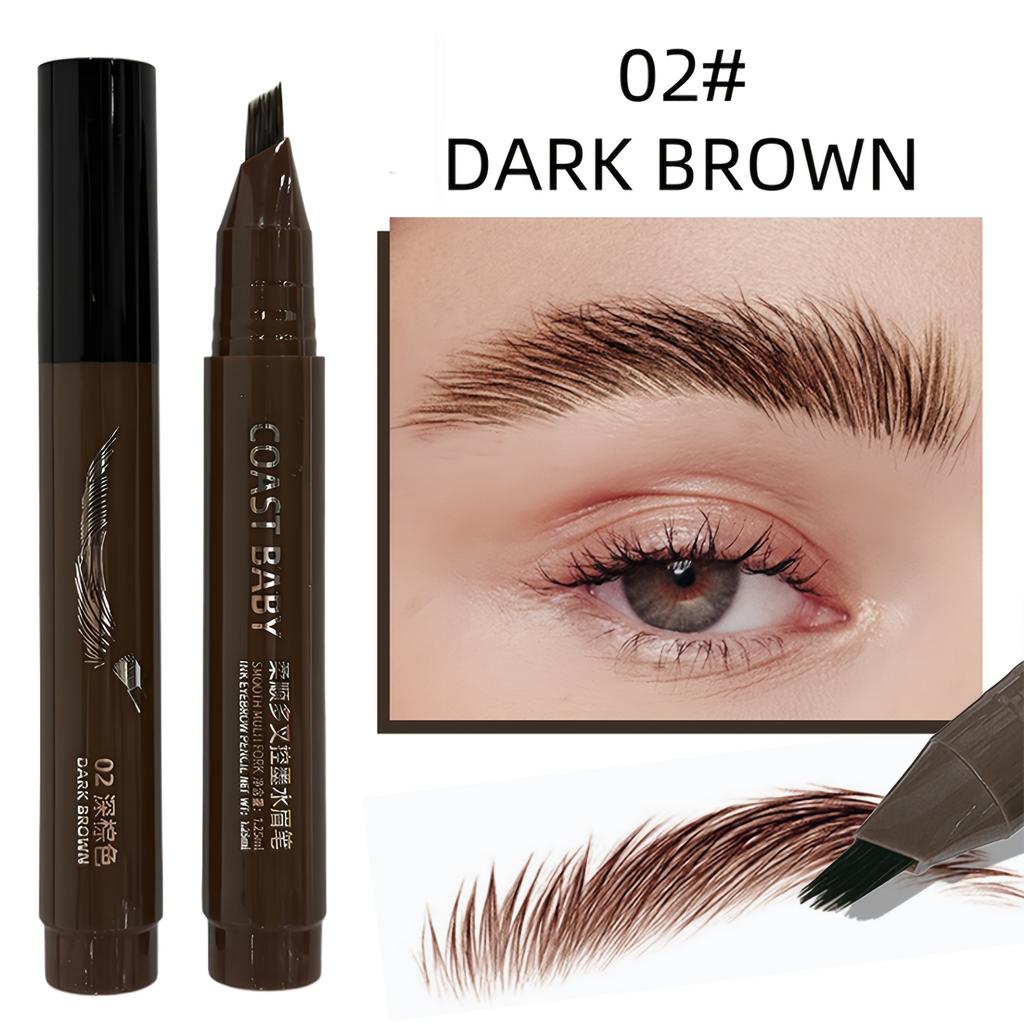 1PC double-effect fast eyebrow pencil: unique hair design, can shape a clear and realistic eyebrow shape, waterproof