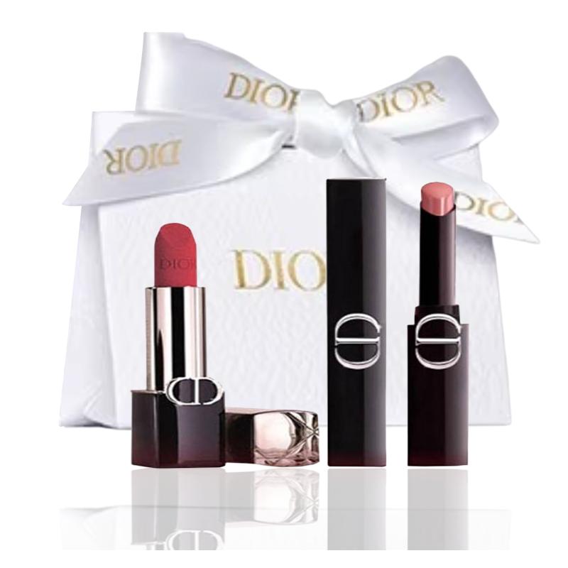 DIOR Lipstick Two-piece set: Blue Gold Lipstick #720 Sandalwood Nude Velvet + Stunning Lipstick #120 Lacquer Rose Nude Powder синий