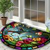 Rural Painted Style Semi-Circular Floor Mat, Anti Slip And Washable Foot Mat, Entrance Home Decoration