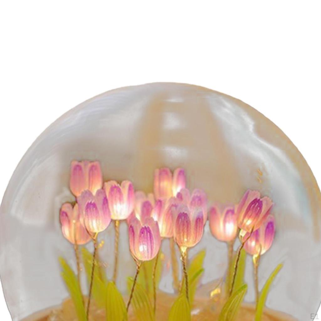 Tulip Night Light Tabletop Ornament Home Decor Simulation Flower Lamp Bedside Table