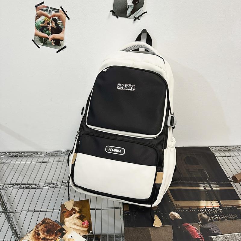 Men's Contrast Color Backpack Women's Large Capacity Backpack Student Schoolbag