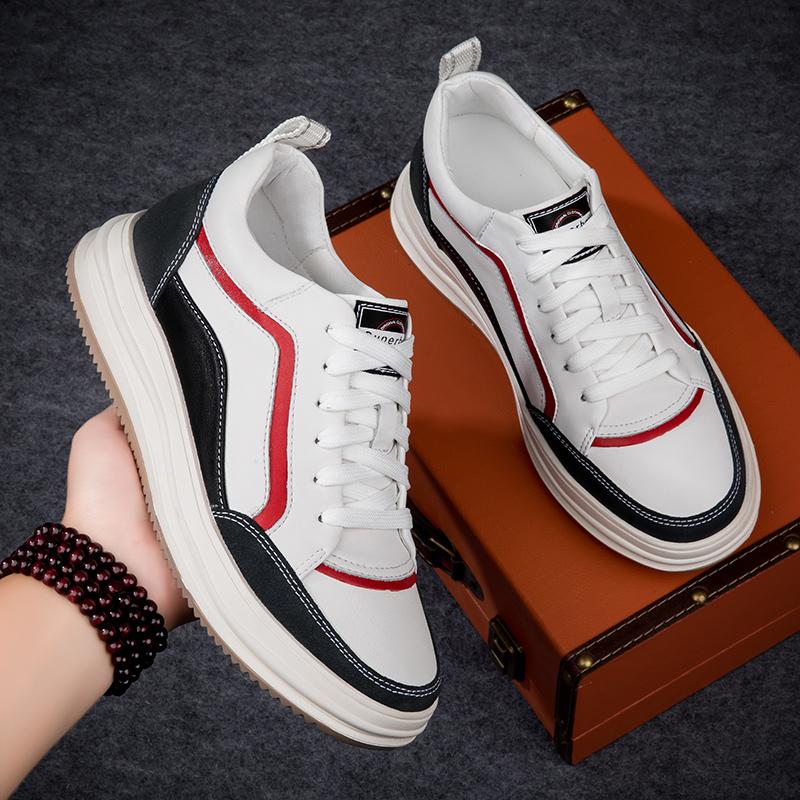 ModăPiele Naturală Adidași de Bărbați Modă Nouă Bărbați Timp Liber Mers Încălțăminte Talpă Groasă Pantofi Casual Bărbați Anti-Alunecare Pantofi Skateboard