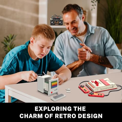 JMBricklayer Vintage Game Console, Computer, and Radio Building Toy Set 20132, Adult Vintage Building Blocks Set, 3-in-1 Vintage Display Model for Off