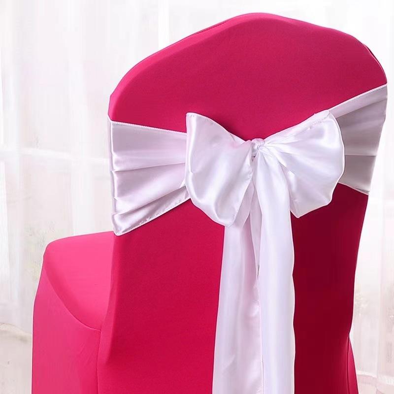 10pcs Satin Chair Streamer Universal Chair Covers 17*275cm Ribbon Bow with Bow Ties Solid Color Wedding Birthday Decoration