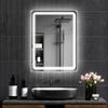 Bathroom Mirror, Illuminated, Touch Control, Fog-Free, Dimmable, 3 Light Colors, 60 x 80, Silver