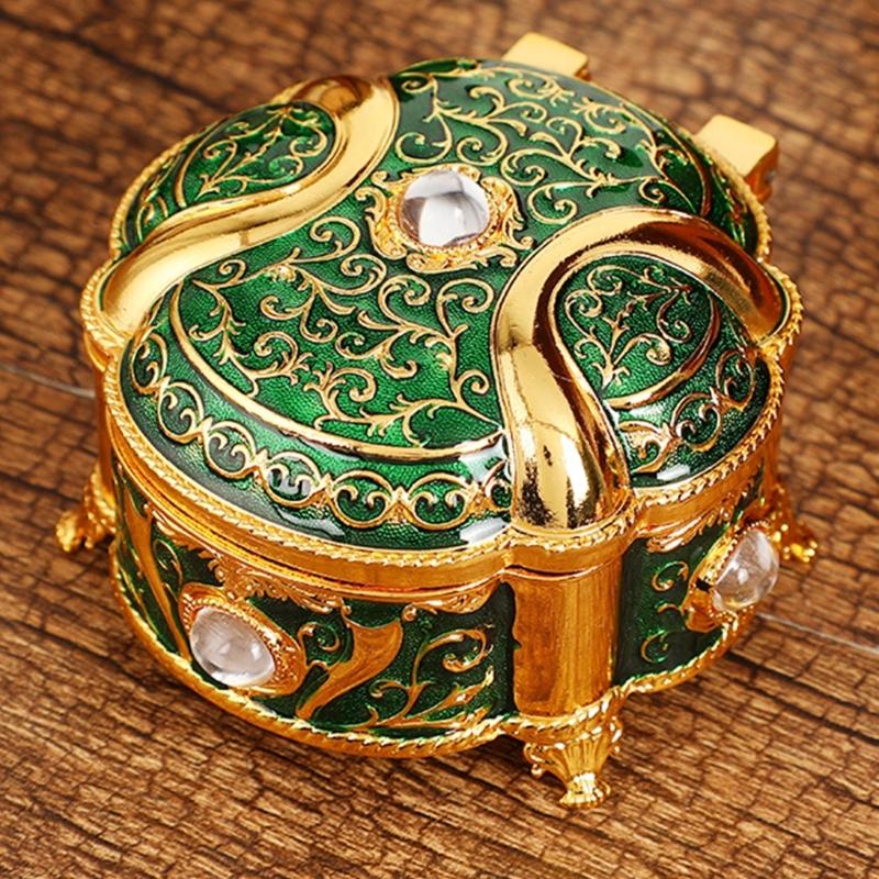 Decorative Enameled Metal Keepsakes Container For Home Office Organization Artistic Display Case Desk Organiser