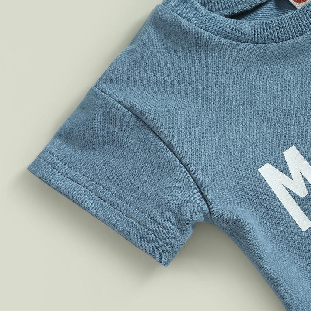 Toddler Baby Boy Summer Clothes Mamas Little Boy Short Sleeve T Shirt Tops Infant Rolled Drawstring Shorts Set