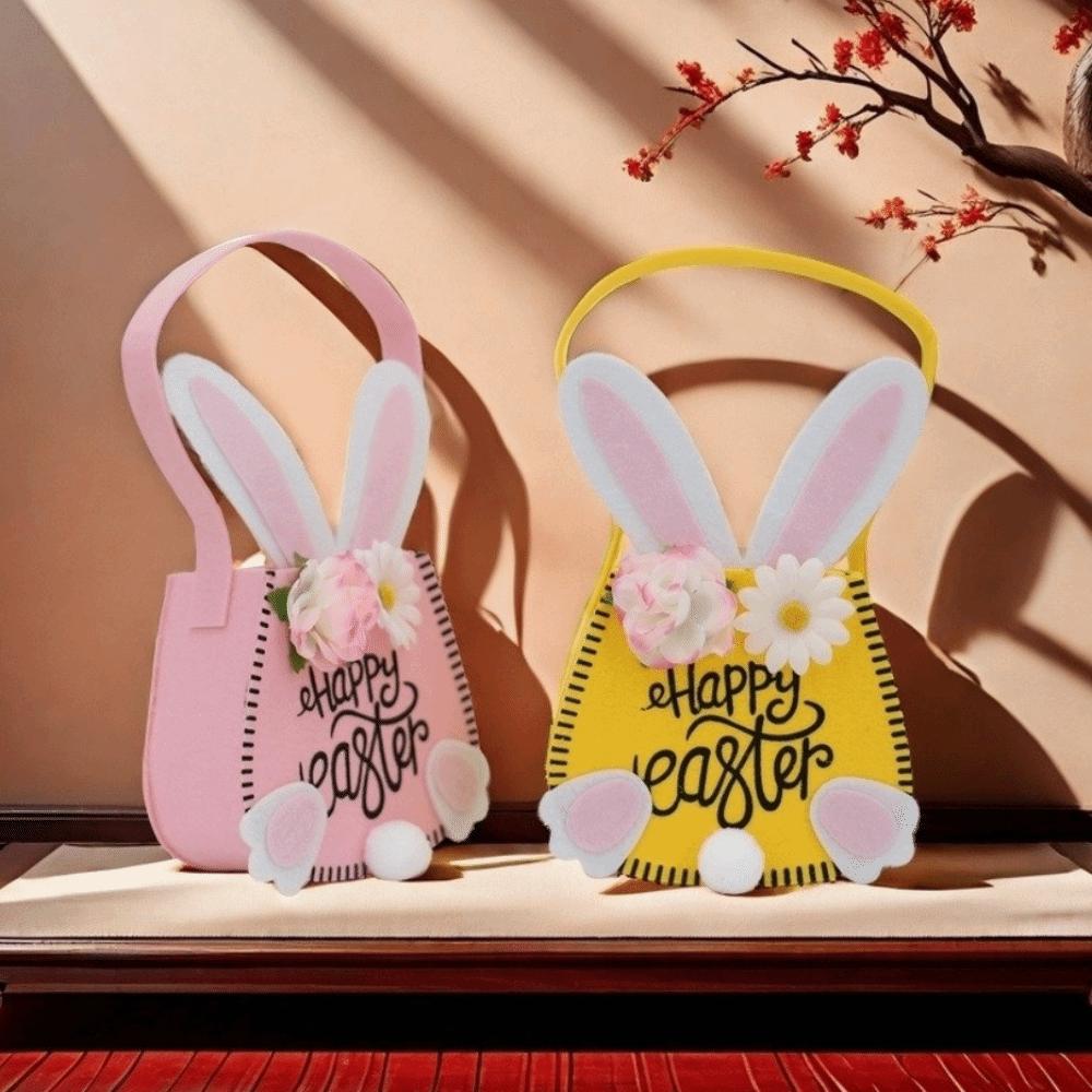 Rabbit Ear Bunny Decoration Bag Exquisite Storage Tote Reusable Easter Tote Bag  Spring Festival
