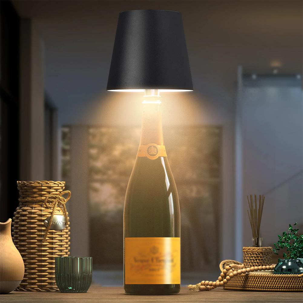 LED Table Lamp Rechargeable RGB Bottle Lamp 2000mAh Dimmable Cordless Bottle Light for Bedroom Restaurant & Bar Christmas Gifts