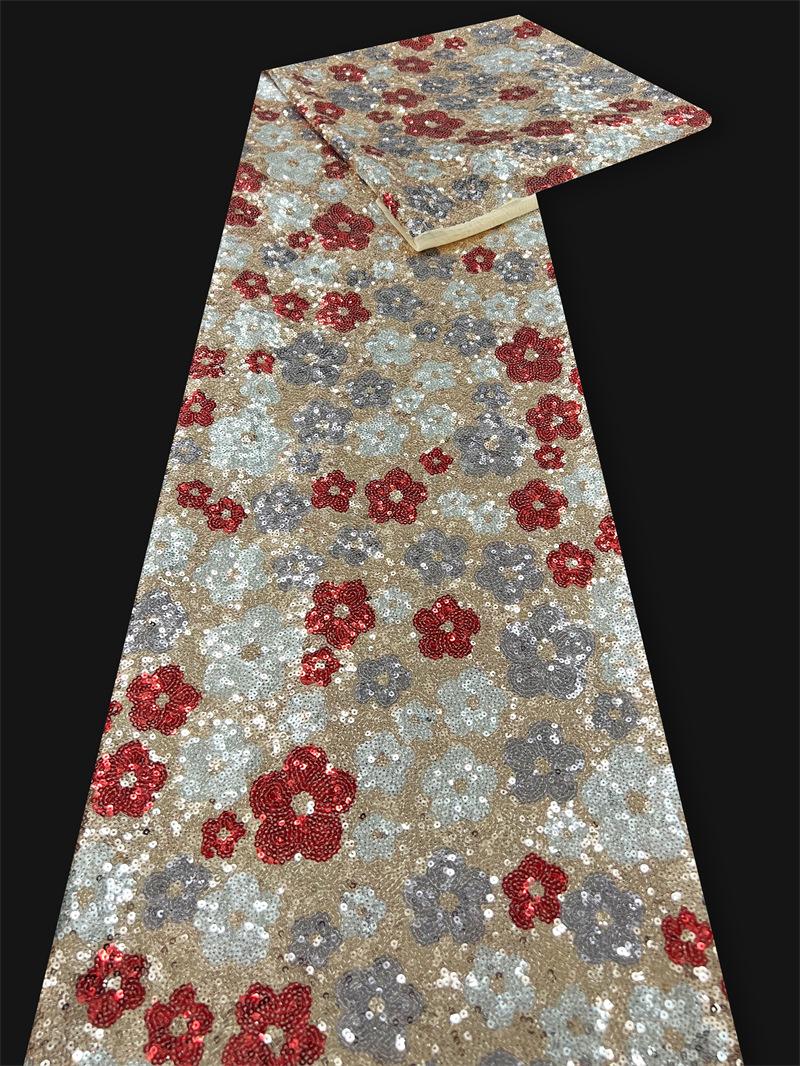

1/3/5Yard Gauze Women s Show Dress Sequin Fabric Plum Blossom Flower Bead Wedding Dress Fabric DIY Sewing Stage Material 1Yard