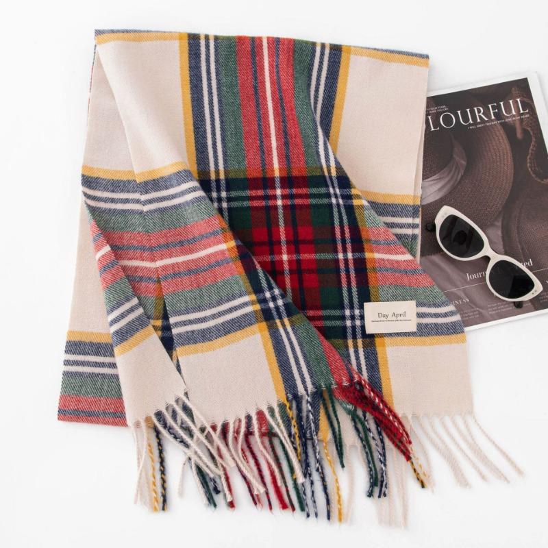 Autumn and winter Christmas scarf atmosphere imitation cashmere women's high-end sense plaid red new winter warm scarf