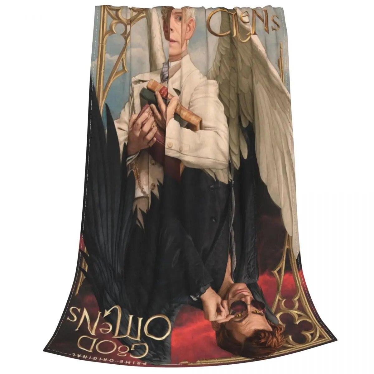 

Одеяла Good Omens, флисовый текстильный декор, многофункциональные мягкие пледы с ползучим Азирафалом для кровати, спальни, плюшевое тонкое одеяло 75x100cm 30x40in