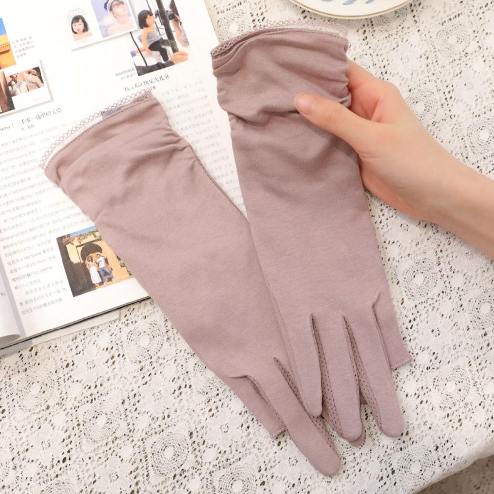 Anti-UV Women Sunscreen Gloves Thin Summer Driving Mittens Sun Protection Riding Gloves Outdoor