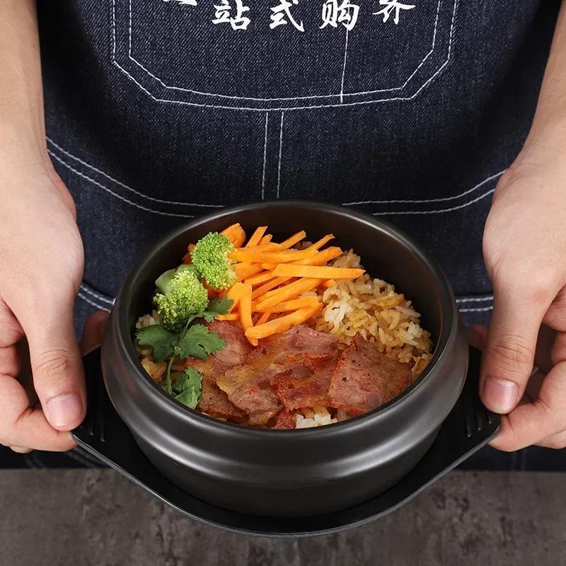 Rice Pot Korean Mixed Stone Pot Stone Cuisine Casserole High Temperature Potted Rice Pots Cooking Soup Tableware