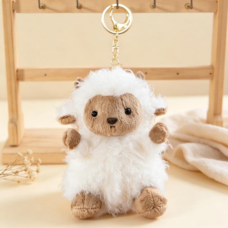 Fluffy Lamb Plush Bag Pendant 1Pcs Soft High Elastic Full Filling No Deformation Cute Decor for Schoolbag Girls' Daily Use