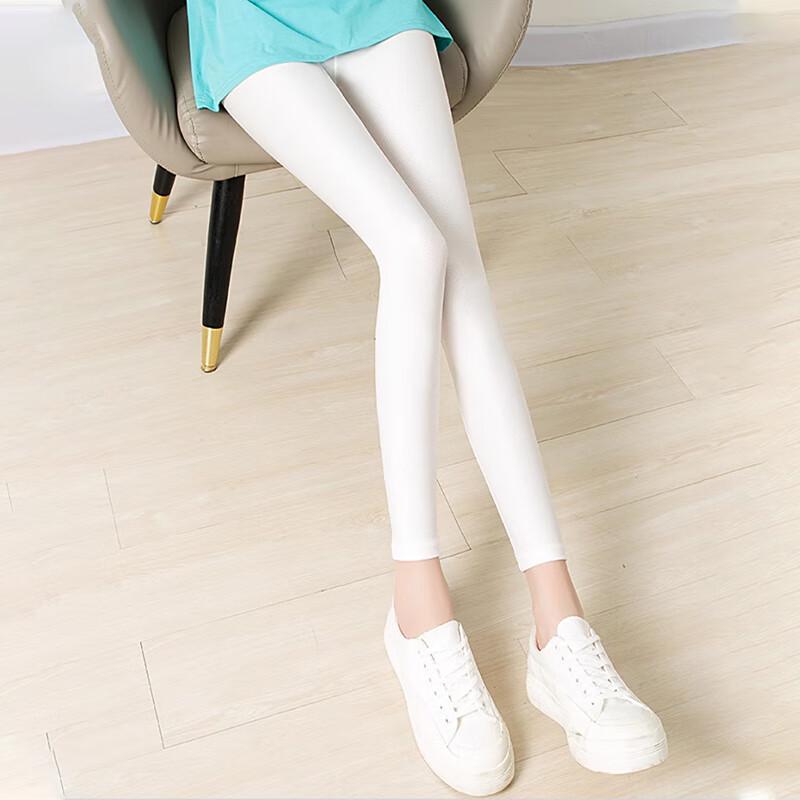 Lansha Women's Ice Silk High-Waist Cropped Leggings