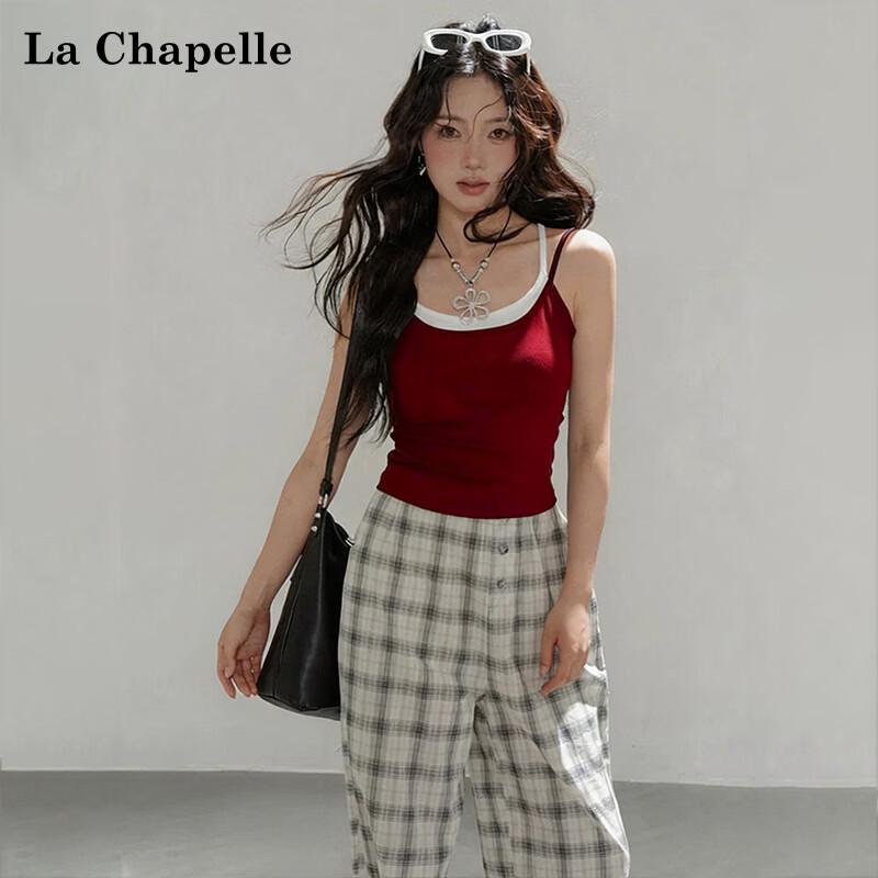 La Chapelle Women s Backless Fake Two-Piece Camisole Top M