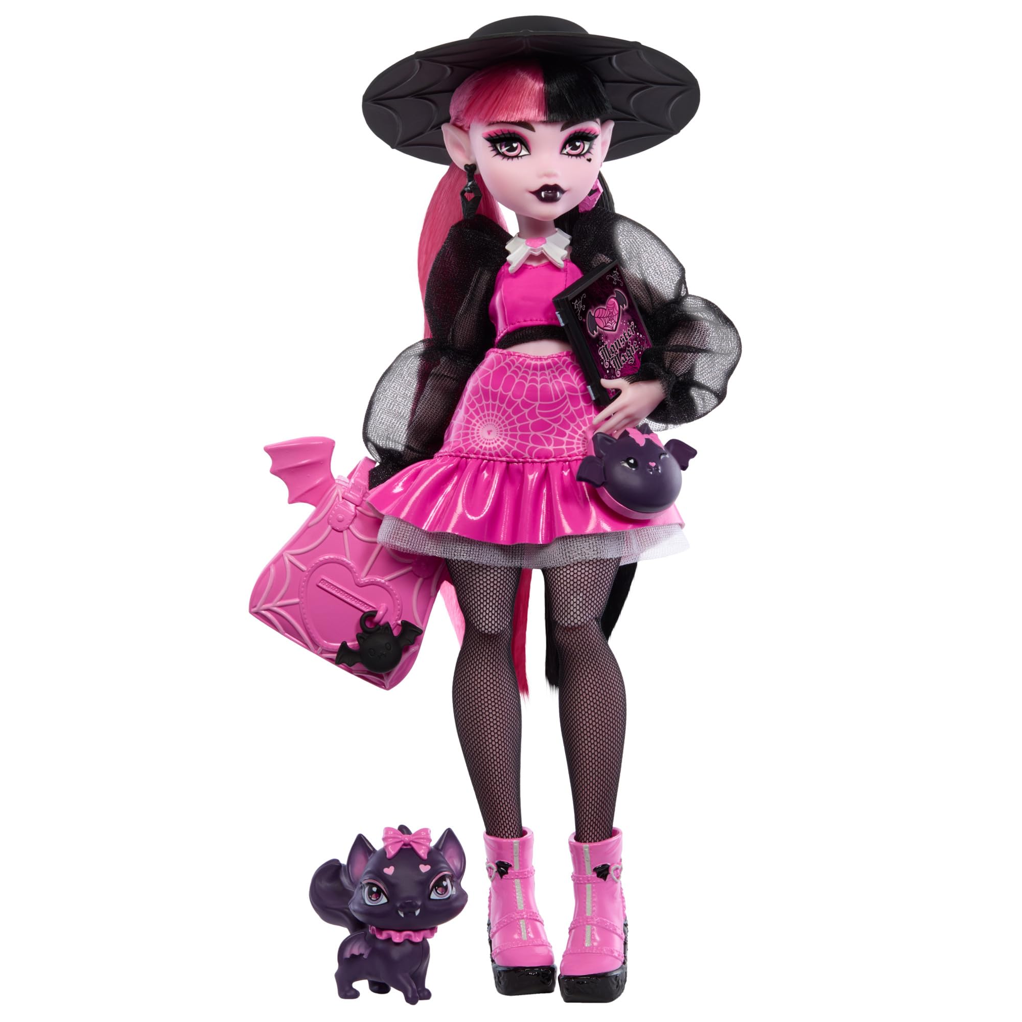 

Monster High Draculaura Pet Bat Count Fabulous Accessories Including Lunchbox Doll, & Backpack, Spellbook,