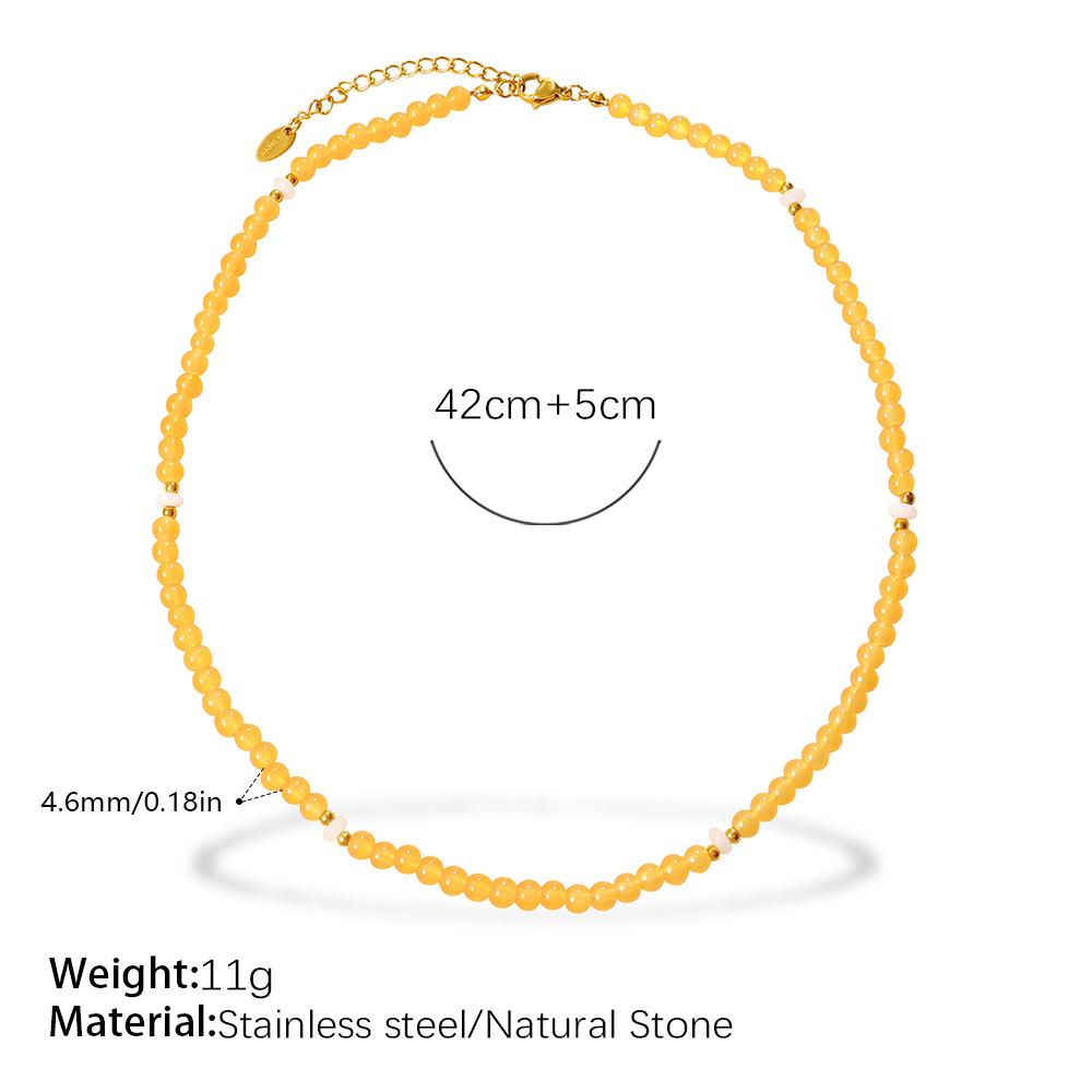 Natural stone beaded collarbone chain gentle temperament crystal color matching love puppy pendant stacked necklace