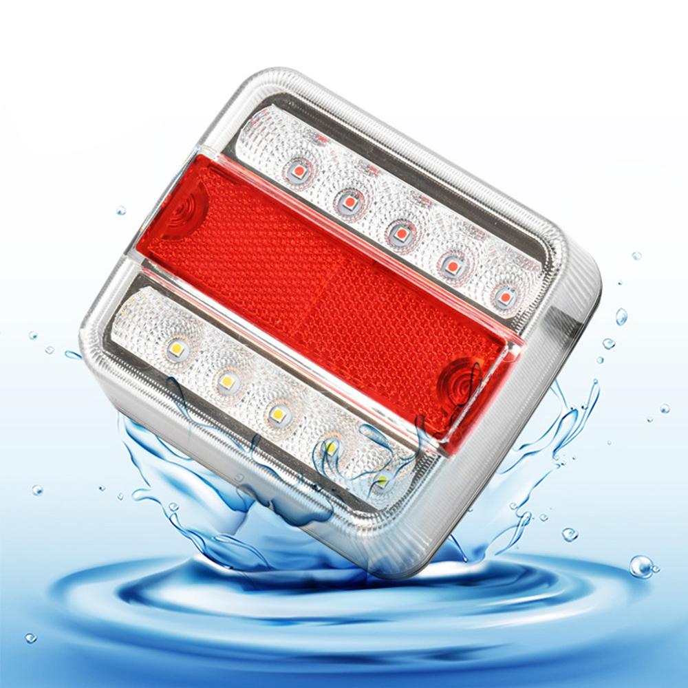 2pcs 12V 24V Side Marker Light 10LED Square Trailer Lights Tail Lights with Reflector for Van Truck RV