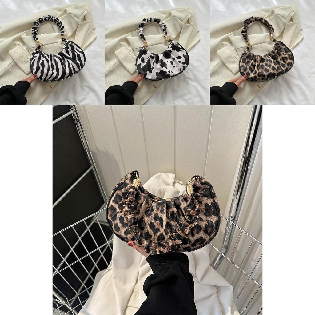 Fashionable Fall Moon Bag For Women Stylish Animal Print Shoulder Handbag