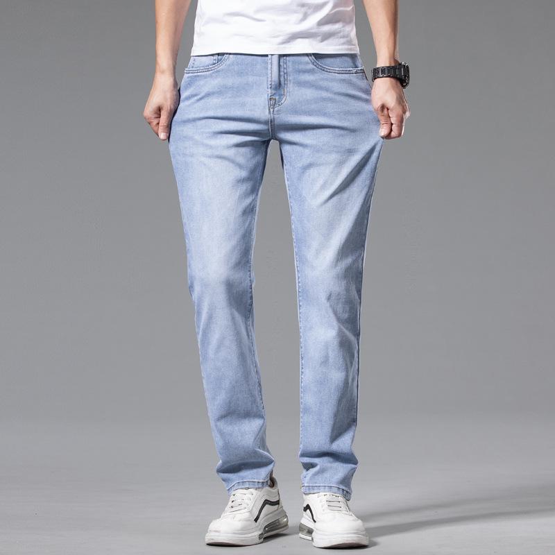 

Мужские светло-голубые повседневные джинсы - летние тонкие, прямые, свободного кроя 34 (Waist 27) 160 lbs