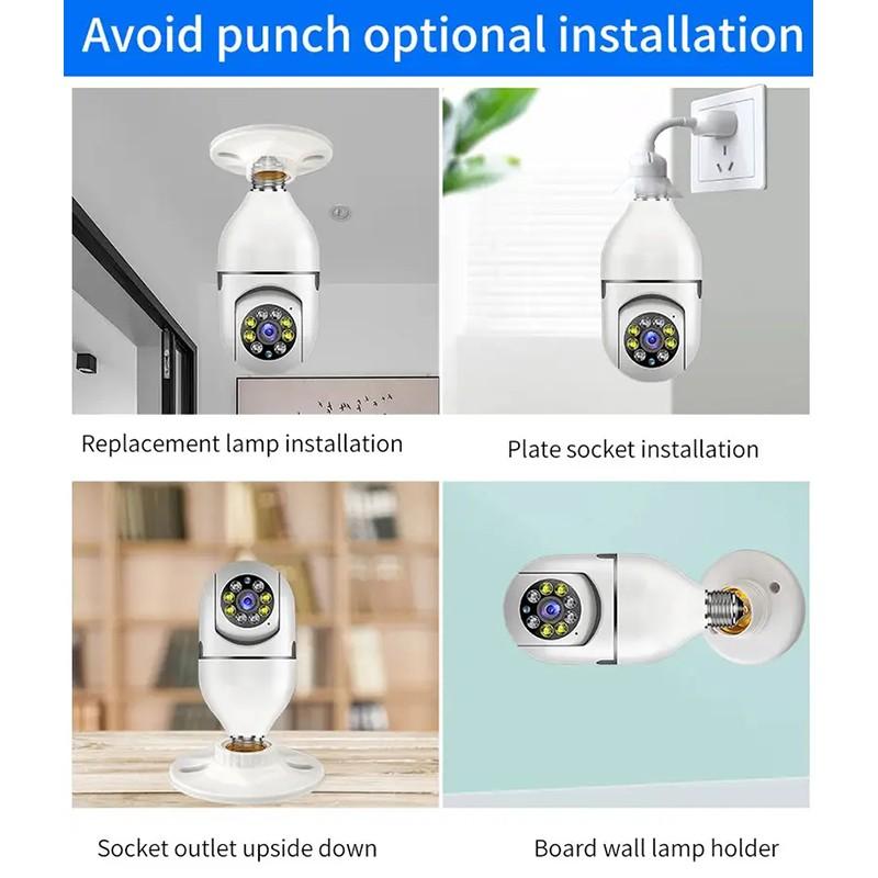 200W 2MP 1080P Panoramic Surveillance 2.4&5Ghz Wfi E27 Bulb Camera Automatic Body Tracking 4x Digital Zoom Video Security Monitor