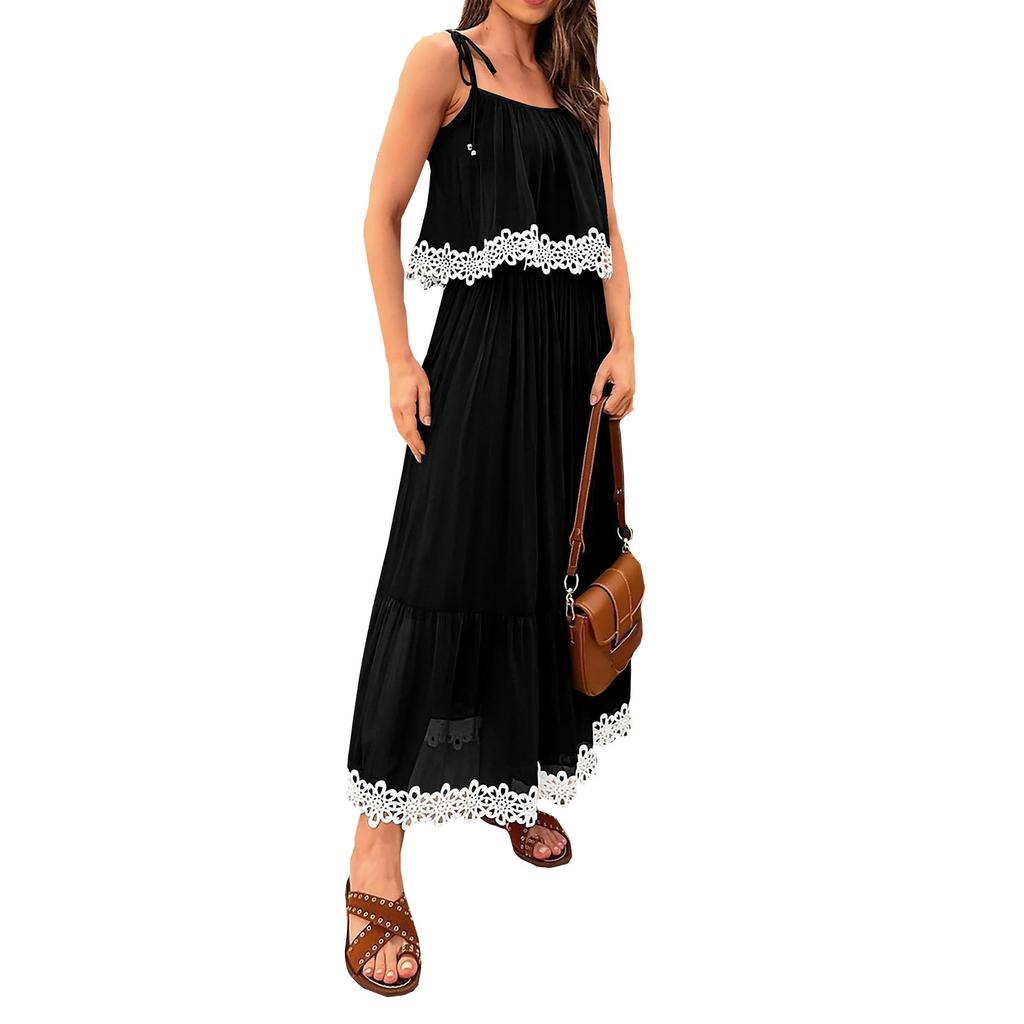 Summer Fashion Short Sleeve Spilice Detailing O Neckline Dress For Women