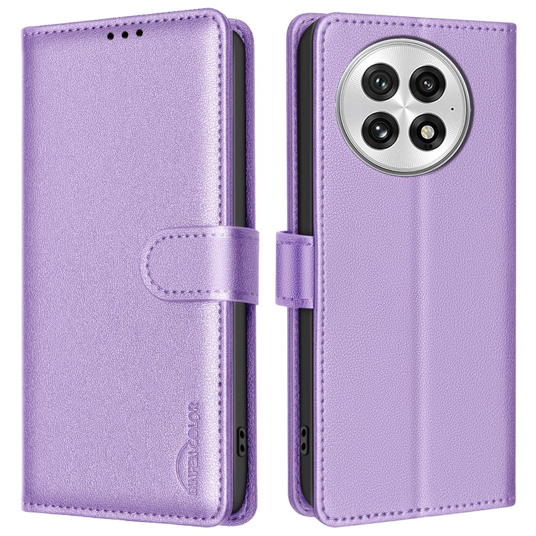 

BINFEN COLOR BF32 For OnePlus 13 Leather Case Wallet RFID Blocking Phone Cover Purple
