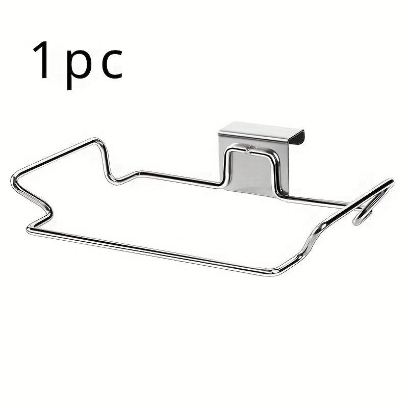 Stainless steel kitchen trash can Rectangular metal trash bag holder Cabinet door waste storage rack No electricity required Suitable for 1