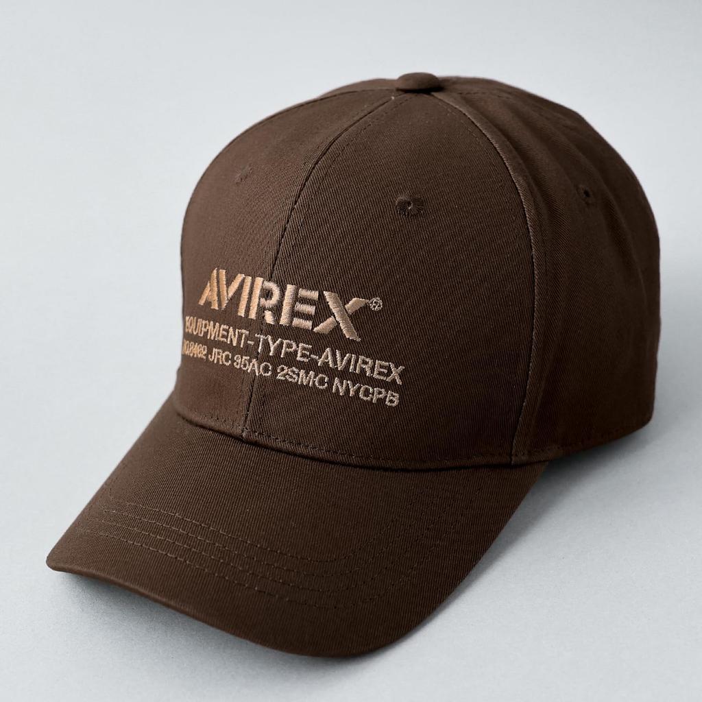 Avirex NUMBERING Military Baseball Cotton Cap 6-Panel Cap, Men's Low-Profile (JP, Alphabet, XL, Brown)