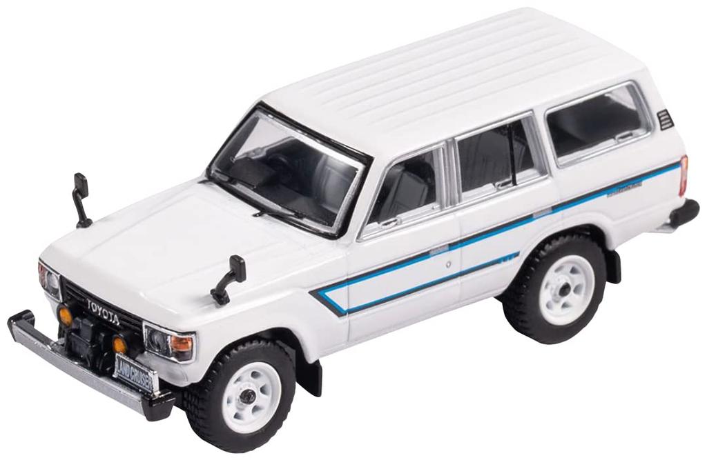 Gaincorp Products Toyota Land Cruiser 60 RHD Front Winch and Finished Model 1/64 - (with Spotlight) White, KS-029-87