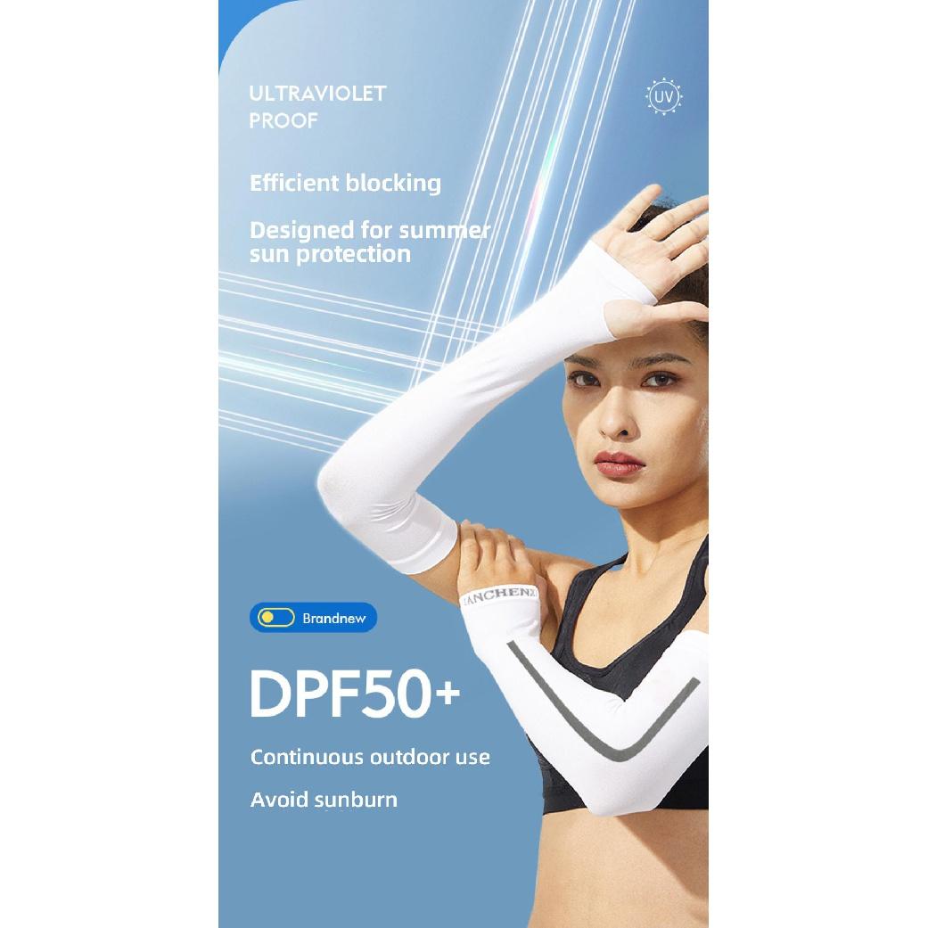 Рукав из ледяного шелка с вертикальной полосой. Летняя защита от солнца на открытом — фото 8