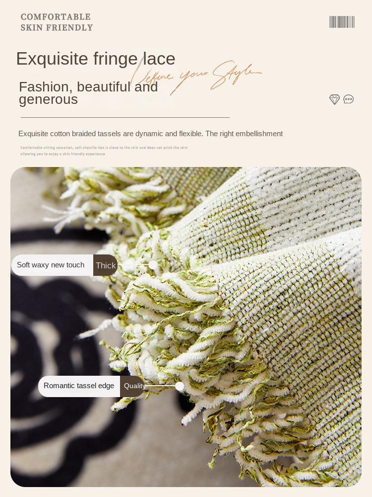 Полотенце для дивана из синели в стиле бохо с кисточками — фото 4