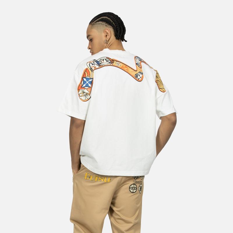 Evisu Camisetas para Hombre Cuello Redondo Ajuste Recto Moderado 2ESHTM4TS1071LFCT