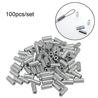 Hot Connector Round Aluminum Fishing Wire Tube Crimp Sleeve Line Crimping Sleeves Single Aluminum