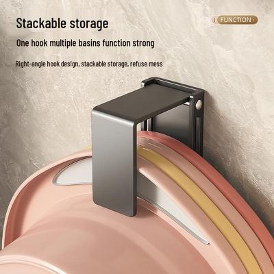 Nail-Free Movable Wall-Mounted Bathroom & Kitchen Storage Rack with Hooks