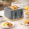 Toaster for 4 Slices with 7 Browning Levels, High-Lift, Reheat/Defrost/Cancel Function, Grey Wave Design