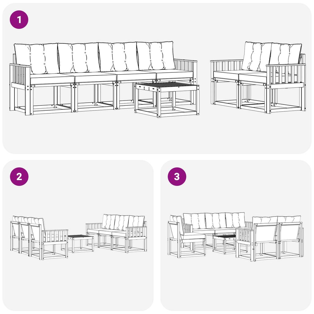 Outdoor Sofa Set with Cushions 7 pcs Natural and Black