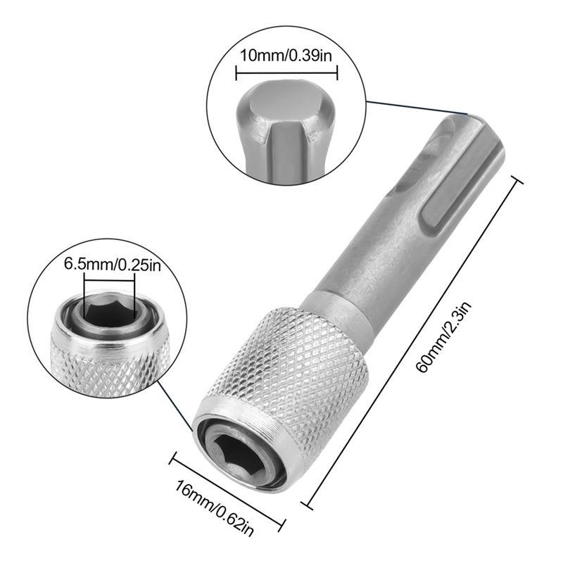 AEE4-5PCS SDS-Plus Drill Chuck Adapter, SDS Plus Bit Adapter To 1/4 Inch 6.35Mm Hex Socket Steel Drill Holder, Drill Bit
