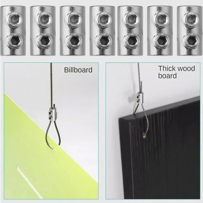 50/1PCS Steel Wire Rope Clamp Anti Slip Heavy-Duty Copper Clip Double Hole Suspension Cable Clamp Adjustable Hardware Fastener