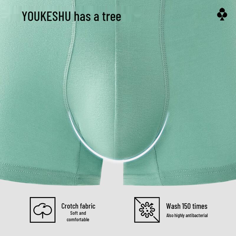 Youkeshu Men's 7A Antibacterial Cotton Boxer Briefs 3-Pack