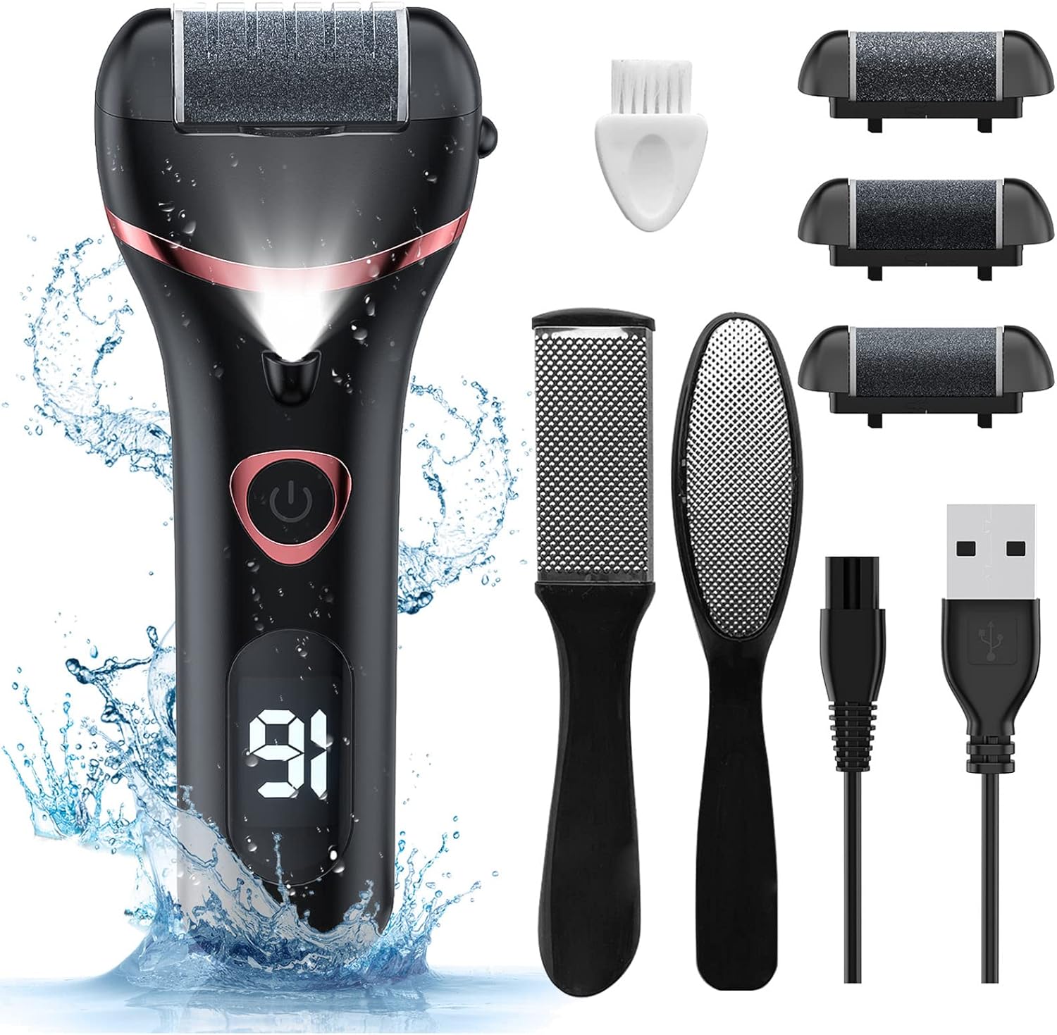 

Callus Remover, Rechargeable Portable Electronic Foot File Pedicure Kits, Waterproof Foot Scrubber File, United States