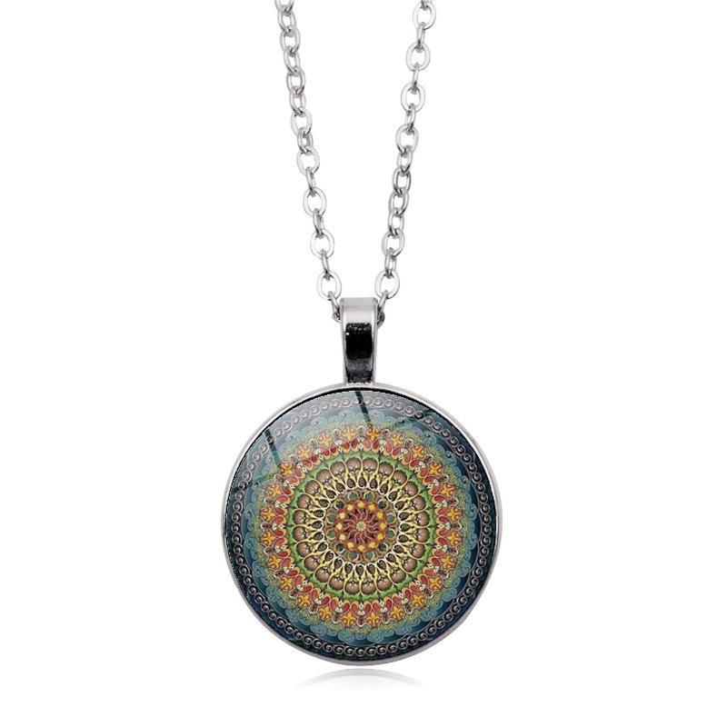 Mandala Levensbloem Tijd Dames Veelzijdige Mode Retro Hanger Ketting