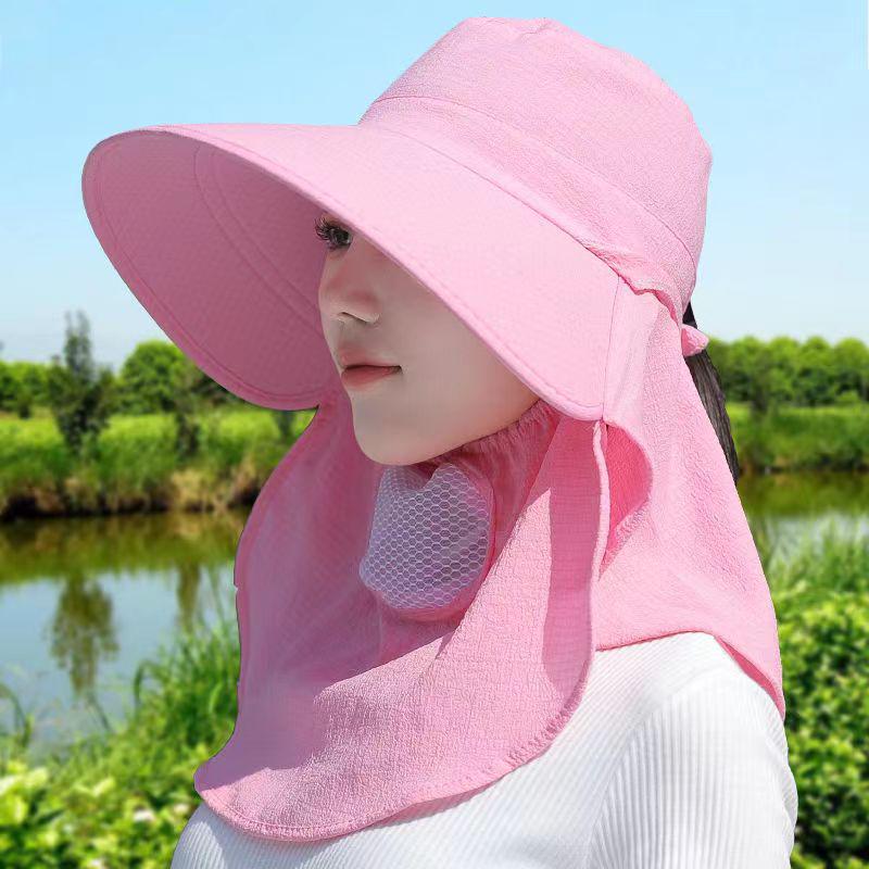 Women's Dust-proof UV Protection Sun Hat with Neck and Face Shield for Tea Picking and Farming