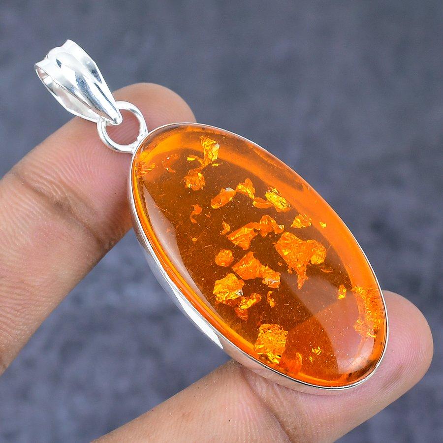 Bi-Color Tourmaline Gemstone Handmade 925 Sterling Silver Pendant 2.13" W9U52
